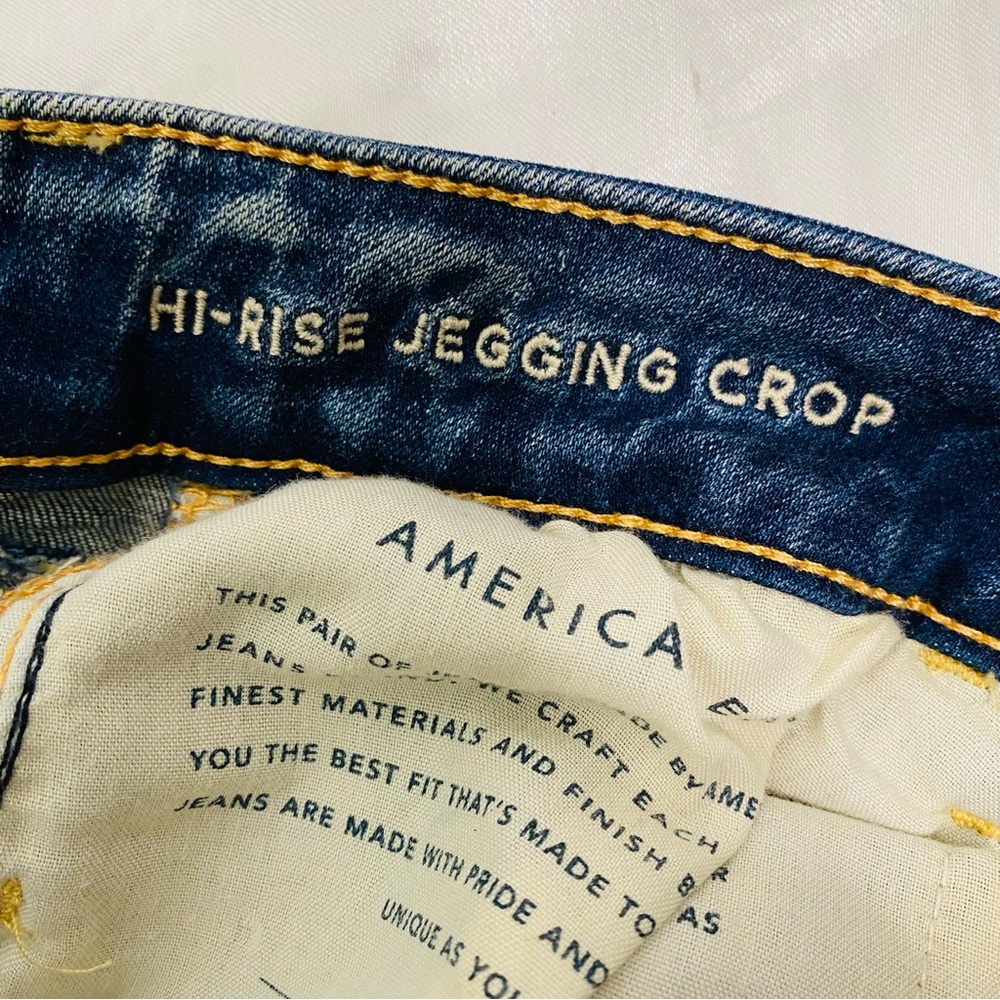 American Eagle Womens Medium Blue Washed Hi Rise Jegging Crop Jeans Size 10 - Picture 5 of 7